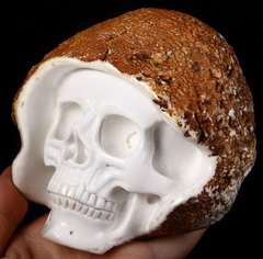 HUGE 4.3" White Chalcedony Carved Crystal Skull