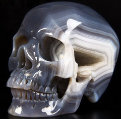 Unique Geode Huge 6.2" Agate Carved Crystal Skull