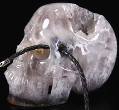 UNIQUE Huge 5.0" Geode Agate Carved Crystal Skull