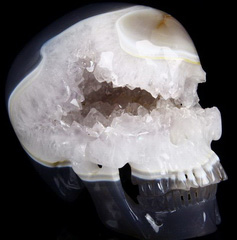 Unique Geode Huge 4.9" Agate Carved Crystal Skull