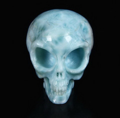 Gemstone Tiny 1.0" Larimar Carved Crystal Alien Skull