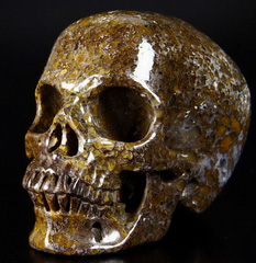 Huge 5.1" Coffee Opal Carved Crystal Skull, Super Realistic