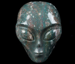 2.0" Bloodstone Star Being Female Alien Crystal Skull Companion,Reiki Healing Stone Statue