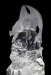 Museum Quality! The Lightbrarian Quartz Rock Crystal Carved Crystal Skull & Dragon Sculpture