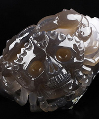 5.9" Agate Amethyst Geode Carved Crystal Crab Skull, Crystal Healing