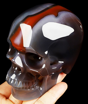 Aug 28, 2026 ACSAD (A Crystal Skull a Day) - The Wound That Became Light - Gemstone 4.1" Mozambique Agate Hand Carved Crystal Skull, Super Realistic, Crystal Healing