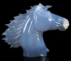 GEMSTONE 5.9" Blue Chalcedony Carved Crystal Horse, Crystal Healing