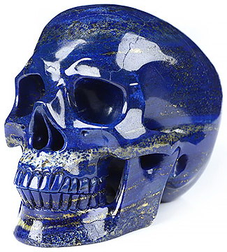 4.9" Lapis Lazuli Carved Crystal Skull,Super Realistic, Crystal Healing