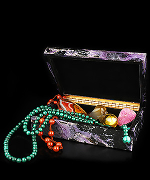 Gemstone 6.2" Russian Charoite Hand Carved Crystal Box, Crystal Healing