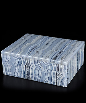 Gemstone 4.2" Blue Lace Agate Hand Carved Crystal Box, Jewelry Box