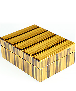 4.1" Gold Tiger's Eye Hand Carved Crystal Box, Jewelry Box