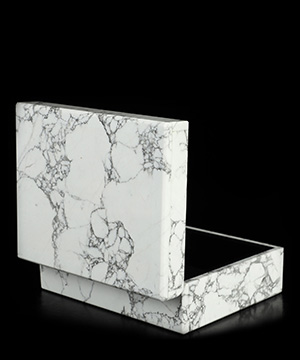 4.2" Howlite Hand Carved Crystal Box, Jewelry Box