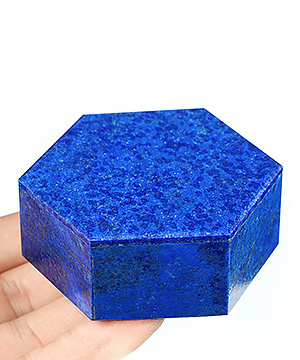 Gemstone 2.7" Lapis Lazuli Hand Carved Crystal Box, Jewelry Box