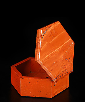 2.8" Red Jasper Hand Carved Crystal Box, Jewelry Box
