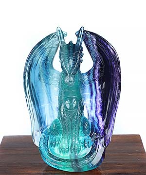 5.1" Top Quality Fluorite Hand Carved Crystal Dragon Sculpture, Crystal Healing
