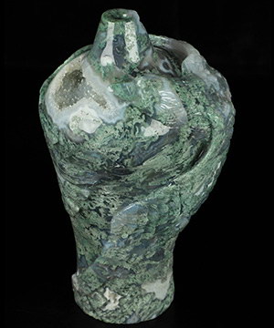 Awesome 8.9" Green Moss Agate Hand Carved Crystal Eagle Vase Sculpture, Crystal Healing