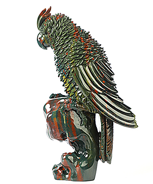 Amazing 6.3" Bloodstone Hand Carved Crystal Parrot Cockatiel Bird Sculpture, Crystal Healing