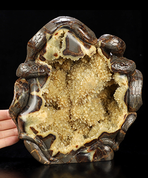 7.9" Dragon Septarian Stone Hand Carved Crystal Snake Sculpture, Crystal Healing