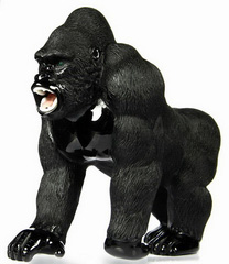 AMAZING HUGE 6.3" Black Obsidian Carved Crystal Gorilla Sculpture