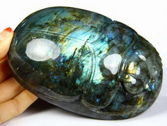 Flash 5.0" Labradorite Carved Crystal Jewelry Box, Crystal Healing