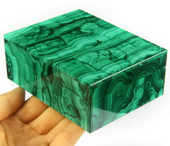 Gemstone 4.1" Malachite Crystal Jewelry Box, Gemstone BOX