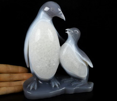 7.5" Agate Carved Crystal Penguins, Crystal Healing