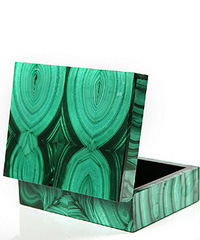 Gemstone 4.2" Malachite Carved Crystal Jewelry Box, Crystal Healing