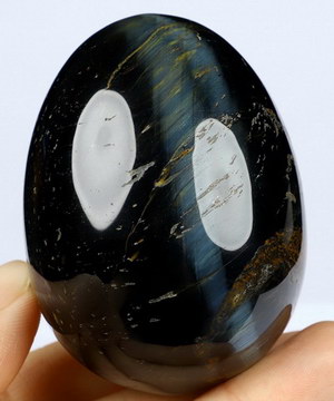 2.4" Blue & Gold Tiger's Eye Carved Crystal Egg, Realistic, Crystal Healing