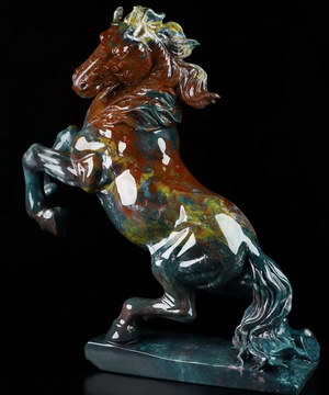 Awesome 10.5" Bloodstone Carved Crystal Horse Sculpture, Realistic, Crystal Healing