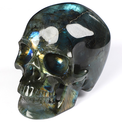 4.9" Labradorite Hand Carved Crystal Skull, Super Realistic, Crystal Healing