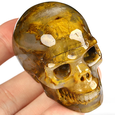 2.0" New Pietersite Hand Carved Crystal Skull, Realistic, Crystal Healing