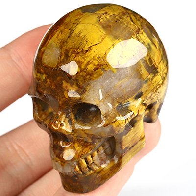 2.0" New Pietersite Hand Carved Crystal Skull, Realistic, Crystal Healing