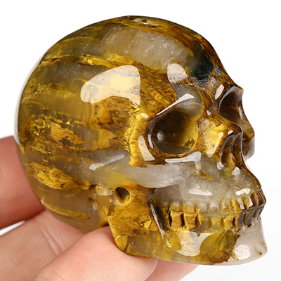 2.0" New Pietersite Hand Carved Crystal Skull, Realistic, Crystal Healing