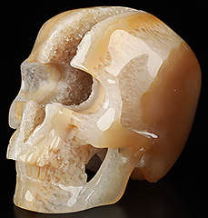 UNIQUE Huge 4.2" Geode Agate Carved Crystal Skull