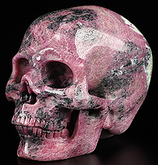 Cute Gemstone 2.9" Ruby Zoisite Carved Crystal Skull, Super Realistic