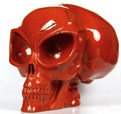 Huge 5.1" Red Jasper Carved Crystal Alien Skull