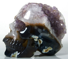 AMAZING UNIQUE Amethyst GEODE GIANT 7.5" Agate Carved Crystal Skull