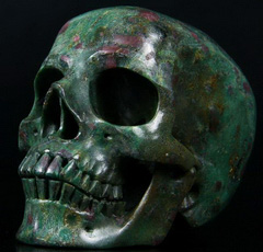 Huge 5.0" Ruby Fuchsite Carved Crystal Skull, Super Realistic
