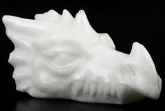 Huge 5.7" White Jade Carved Crystal Dragon Head, Crystal Healing