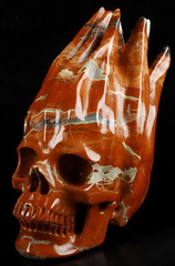 New Design 5.6" Red Jasper Carved Crystal Fire Skull, Saiyan Skull, Crystal Healing