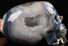 6.7" Agate Geode Carved Crystal Skull, Crystal Healing