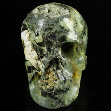 Gemstone 5.1" Prehnite Hand Carved Crystal Skull, Realistic, Crystal Healing