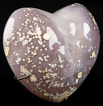 5.1" Agate Amethyst Geode Hand Carved Heart Crystal Skull Sculpture with Stand, Crystal Healing