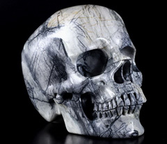 5.4" Picasso Jasper Carved Crystal Skull, Realistic, Crystal Healing