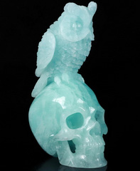 Amazing Gemstone 4.4" Aquamarine Carved Crystal Skull, Super Realistic, Crystal Healing