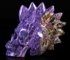 4.8" Russian Charoite Carved Crystal Punk Skull, Crystal Healing