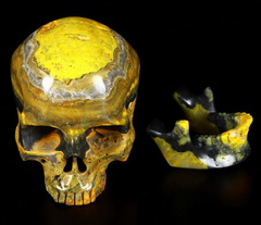 Gemstone 5.0" Bumble Bee Jasper Carved Crystal Detachable Skull, Crystal Healing