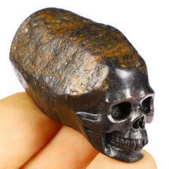 Gemstone 1.6" Sapphire Corundum Carved Crystal Skull, Crystal Healing