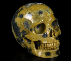 Huge 5.0" Ocean Jasper Geode Carved Crystal Skull, Realistic, Crystal Healing