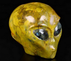 Huge 4.2" New Pietersite Carved Crystal Female Alien Skull, Labradorite Eyes,, Crystal Healing